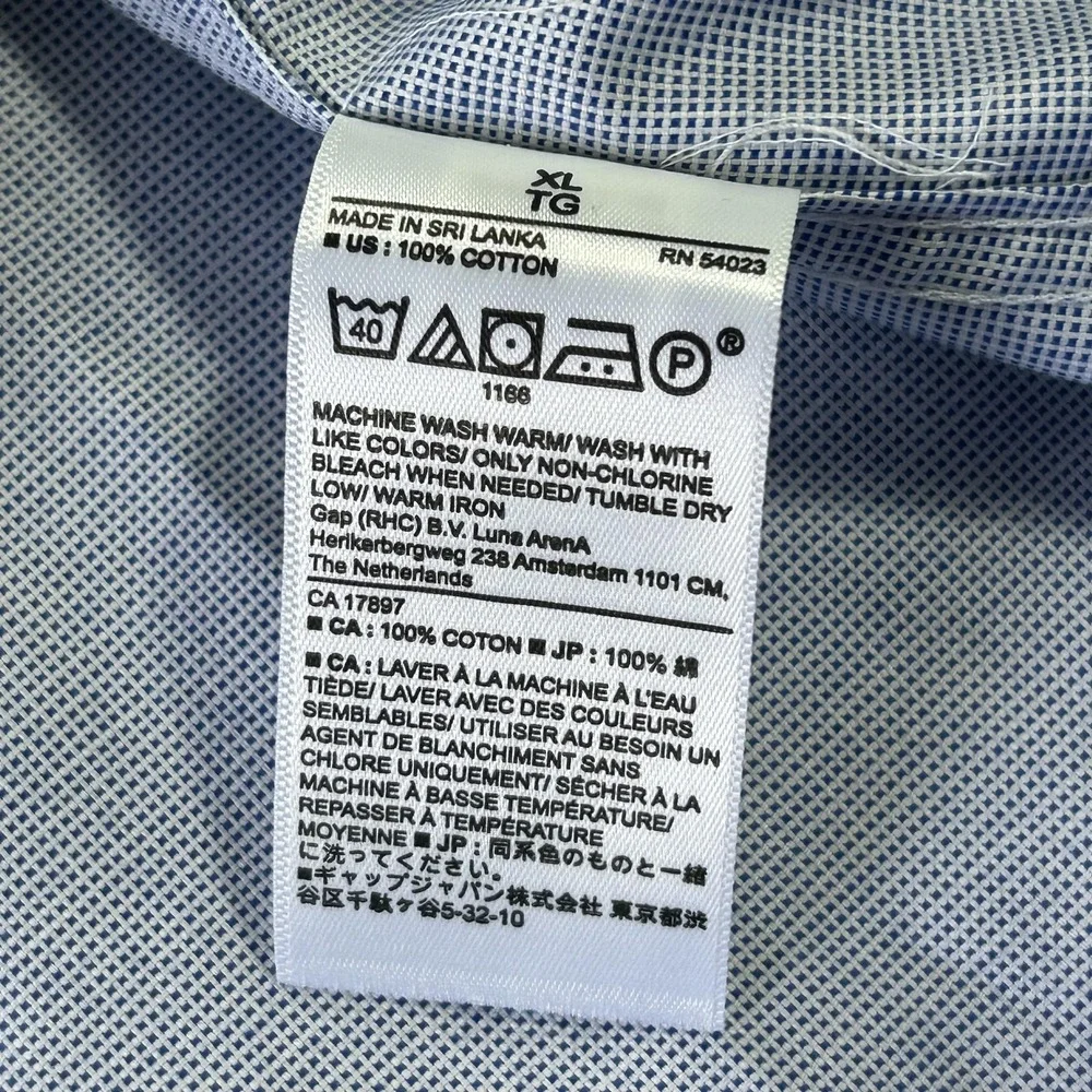 NEW Banana Republic Dress Shirt Mens XL Blue Check Non Iron Long Sleeve Untucked